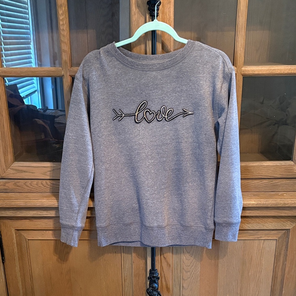 Maurices Heather Gray Love Crew Neck Sweater